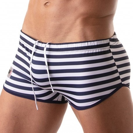 Striped Men s Short square cut swim trunks INDERWEAR