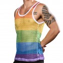 Andrew Christian Débardeur Stripe Mesh Pride Arc-en-ciel