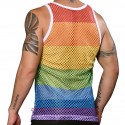 Andrew Christian Débardeur Stripe Mesh Pride Arc-en-ciel