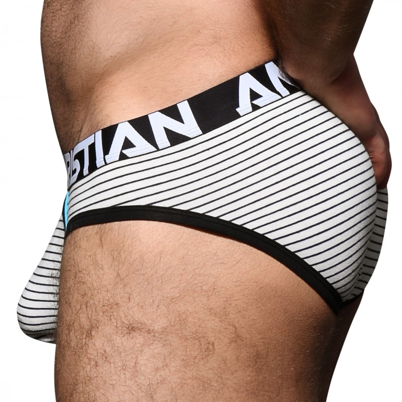 Andrew Christian Avalon Stripe Briefs With Almost Naked White Black Inderwear