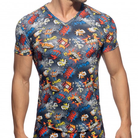 Comic Microfiber T-Shirt - Navy