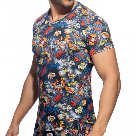 Comic Microfiber T-Shirt - Navy