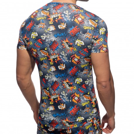 Comic Microfiber T-Shirt - Navy