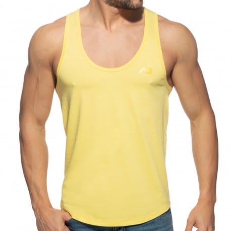 Addicted U-Neck Cotton Tank Top - Yellow