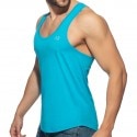 Addicted U-Neck Cotton Tank Top - Turquoise