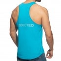 Addicted U-Neck Cotton Tank Top - Turquoise