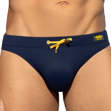 ES Collection Tropical Glitter Double Side Swim Briefs - Navy