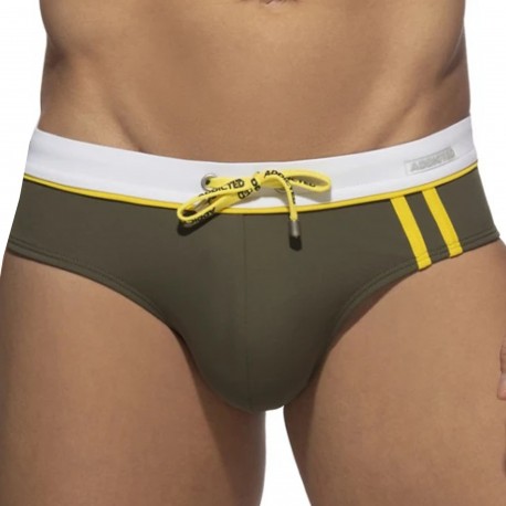 Addicted Sport Detail Binding Swim Briefs - Khaki