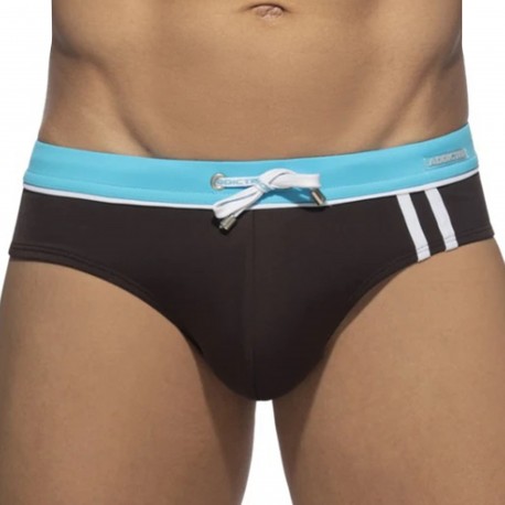 Addicted Sport Detail Binding Swim Briefs - Brown