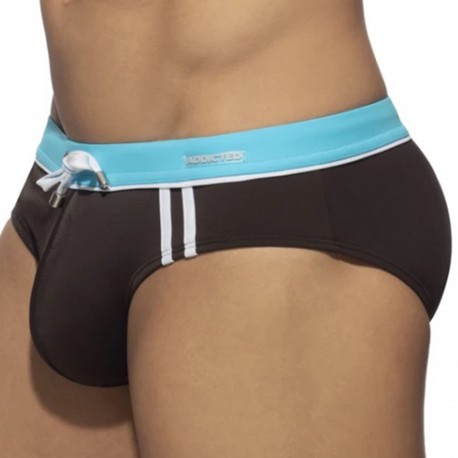 Addicted Sport Detail Binding Swim Briefs - Brown