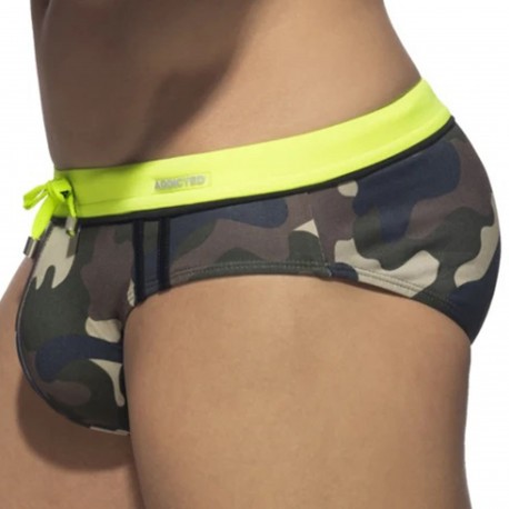 Addicted Sport Detail Binding Swim Briefs - Camouflage