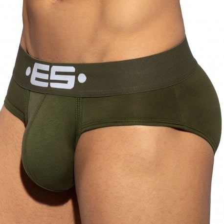 ES Collection Shiny Recycled Rib Bikini Briefs Khaki INDERWEAR