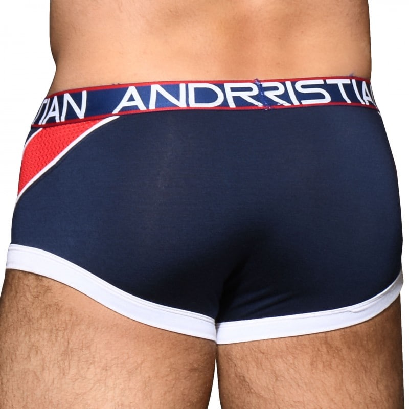 Andrew Christian Almost Naked Retro Mesh Trunks Navy Red INDERWEAR