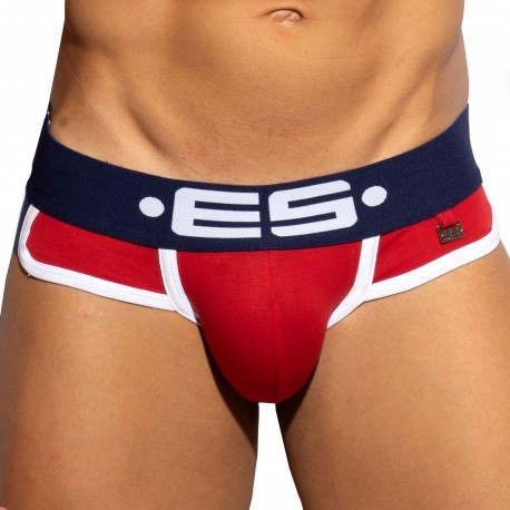 ES Collection Double Side Cotton Briefs - Red - Navy