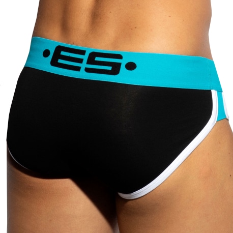 ES Collection Slip Double Side Coton Noir - Turquoise