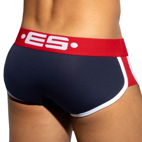 ES Collection Shorty Double Side Coton Marine - Rouge