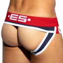 ES Collection Double Side Bottomless Cotton Briefs - Navy - Red