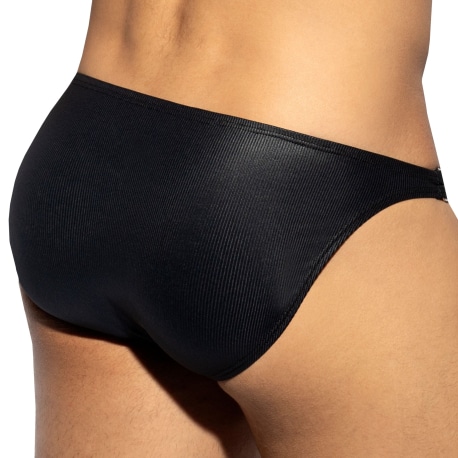 ES Collection Shiny Recycled Rib Bikini Briefs - Black