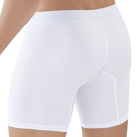 Clever Caribbean Cotton Long Boxer Briefs - White