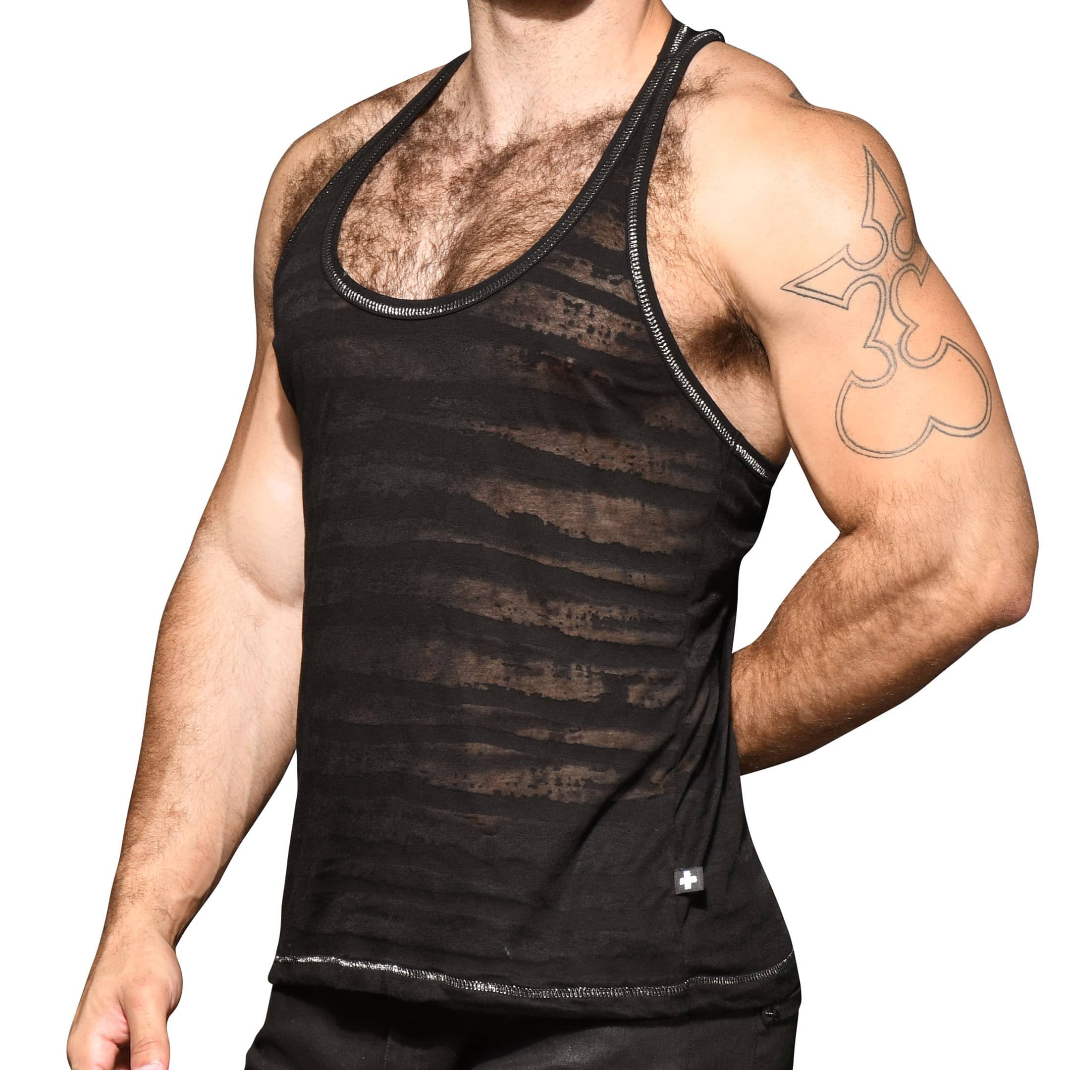 Andrew Christian Carbon Burnout Gym Tank 2917 - Black / XL / NOS