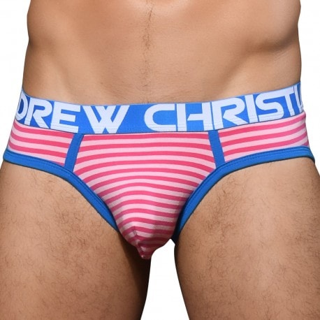 Andrew Christian Almost Naked Candy Stripe Briefs - Fuchsia