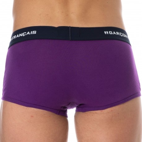 Garçon Français Boxer Court Coton Aubergine