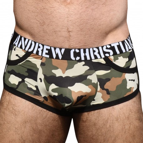 Andrew Christian Camouflage Pocket Trunks with Almost Naked