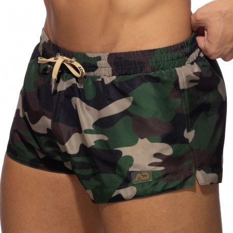 Addicted Camo Mini Swim Shorts - Khaki