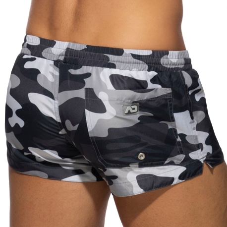 Addicted Camo Mini Swim Shorts - Grey