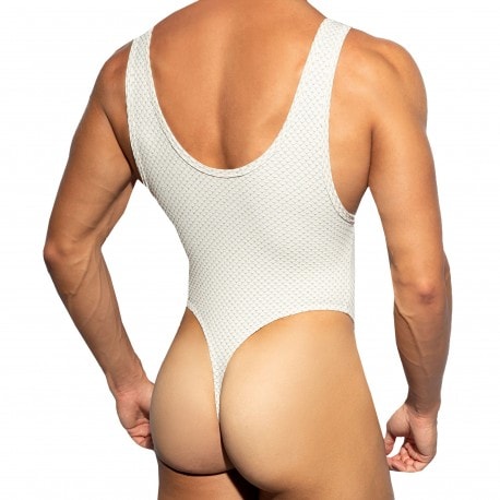 AD Fetish Zip Mesh Bodysuit - White