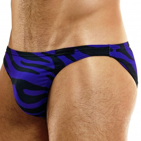 PAPI MENS UNDERWEAR THONG, COLOR: BLUE AND GREEN LEAF PATTERN SIZE