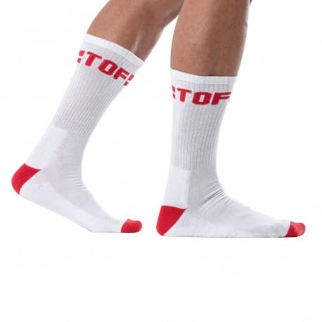 TOF Paris Sport Crew Socks - White - Red