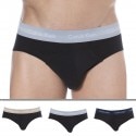 Calvin Klein 3- Pack Cotton Stretch Briefs - Black - Color Waistband