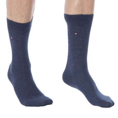 Tommy Hilfiger 2-Pack Small Stripe Socks -Blue Jeans -Beige Stripe