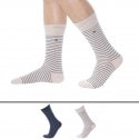 Tommy Hilfiger 2-Pack Small Stripe Socks -Blue Jeans -Beige Stripe