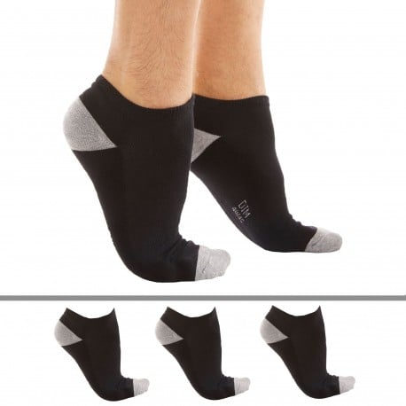 DIM 3-Pack Sports Bobby Socks - Black