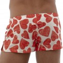 Marcuse Heart Cotton Boxer Shorts - White - Red