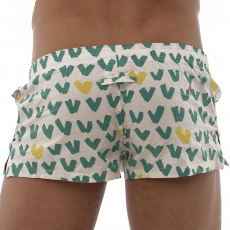 VIP Cotton Boxer Shorts - White - Green