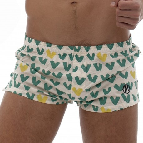 VIP Cotton Boxer Shorts - White - Green