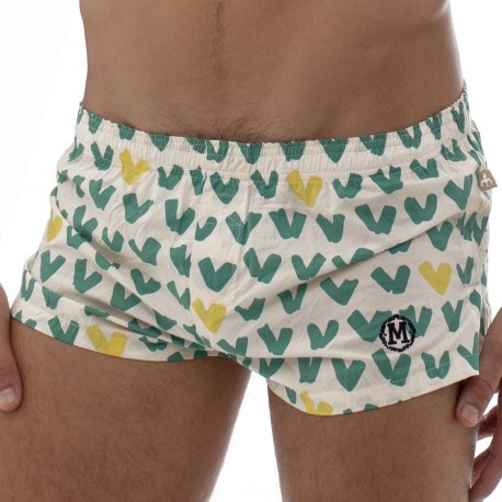 VIP Cotton Boxer Shorts - White - Green