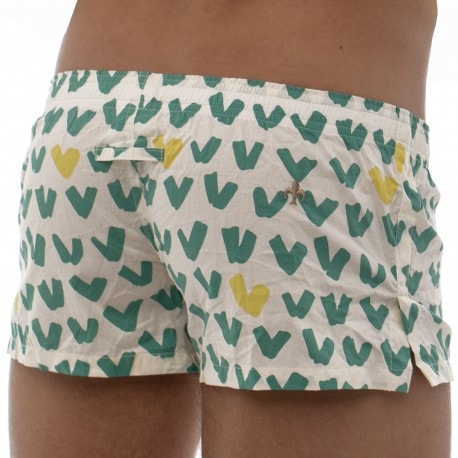 VIP Cotton Boxer Shorts - White - Green