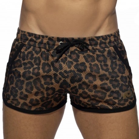 Andrew Christian Sheer Glitter Leopard Shorts - Black