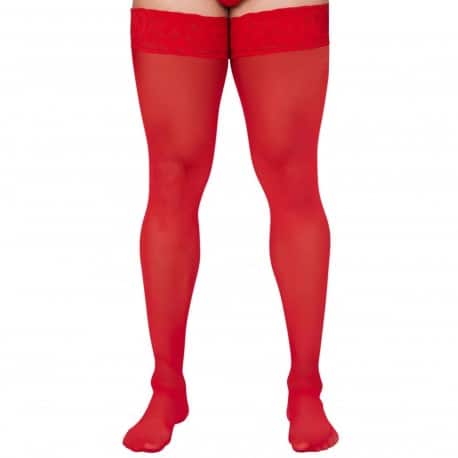 CandyMan Mesh Thigh-Highs - Red