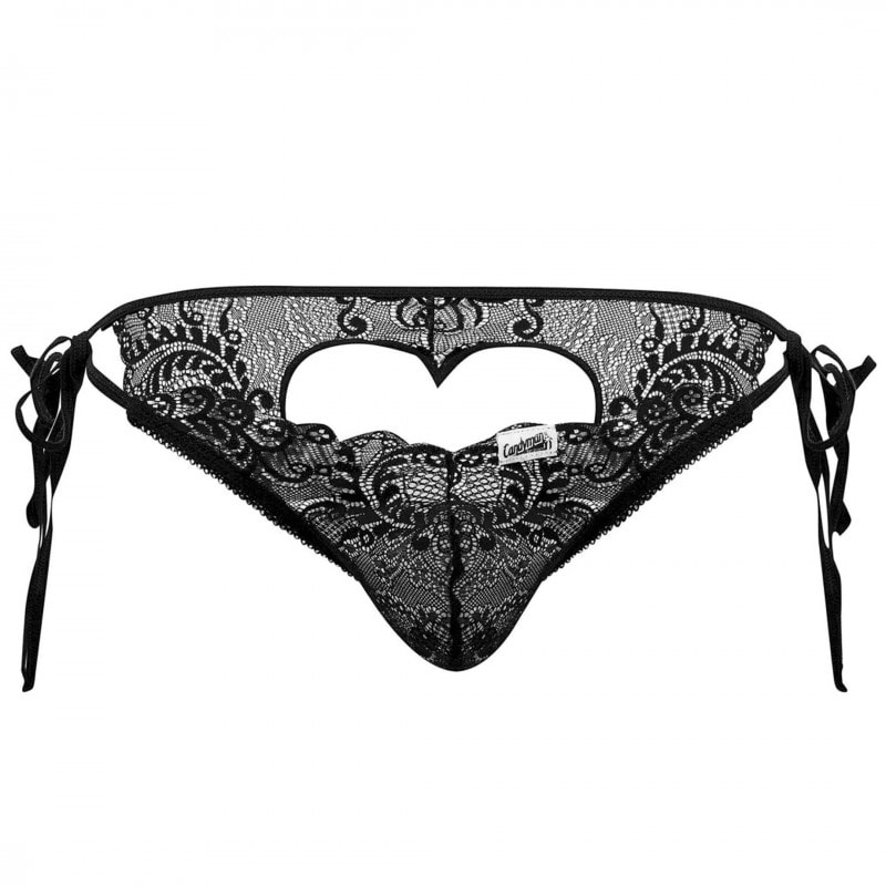 CandyMan Lace Heart Bikini Briefs - Black | INDERWEAR