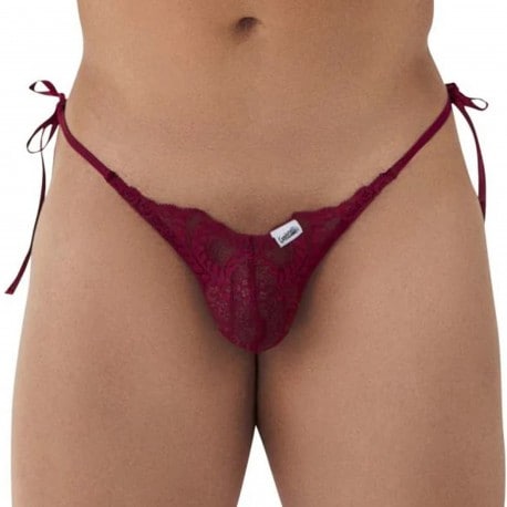 CandyMan Lace Heart Bikini Briefs - Burgundy