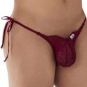 CandyMan Lace Heart Bikini Briefs - Burgundy