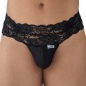 CandyMan Lace-Up Lace Thong - Black