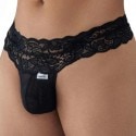 CandyMan Lace-Up Lace Thong - Black