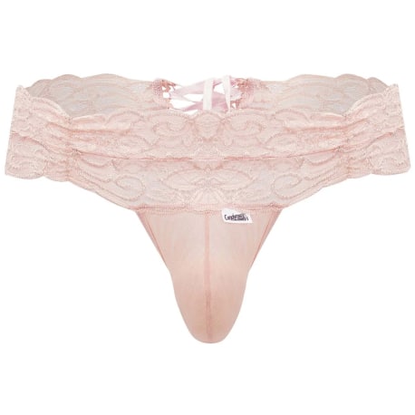 CandyMan Lace-Up Lace Thong - Pink