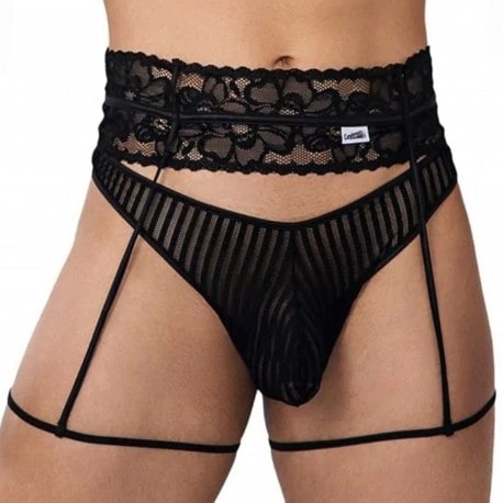 CandyMan Garter Thong - Black